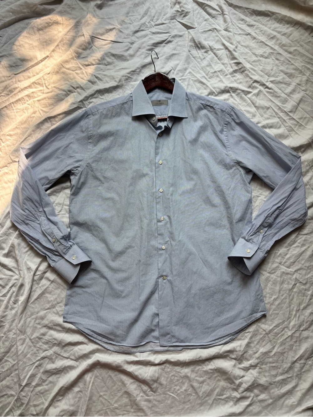 Canali Light Blue Button-Up Dress Shirt